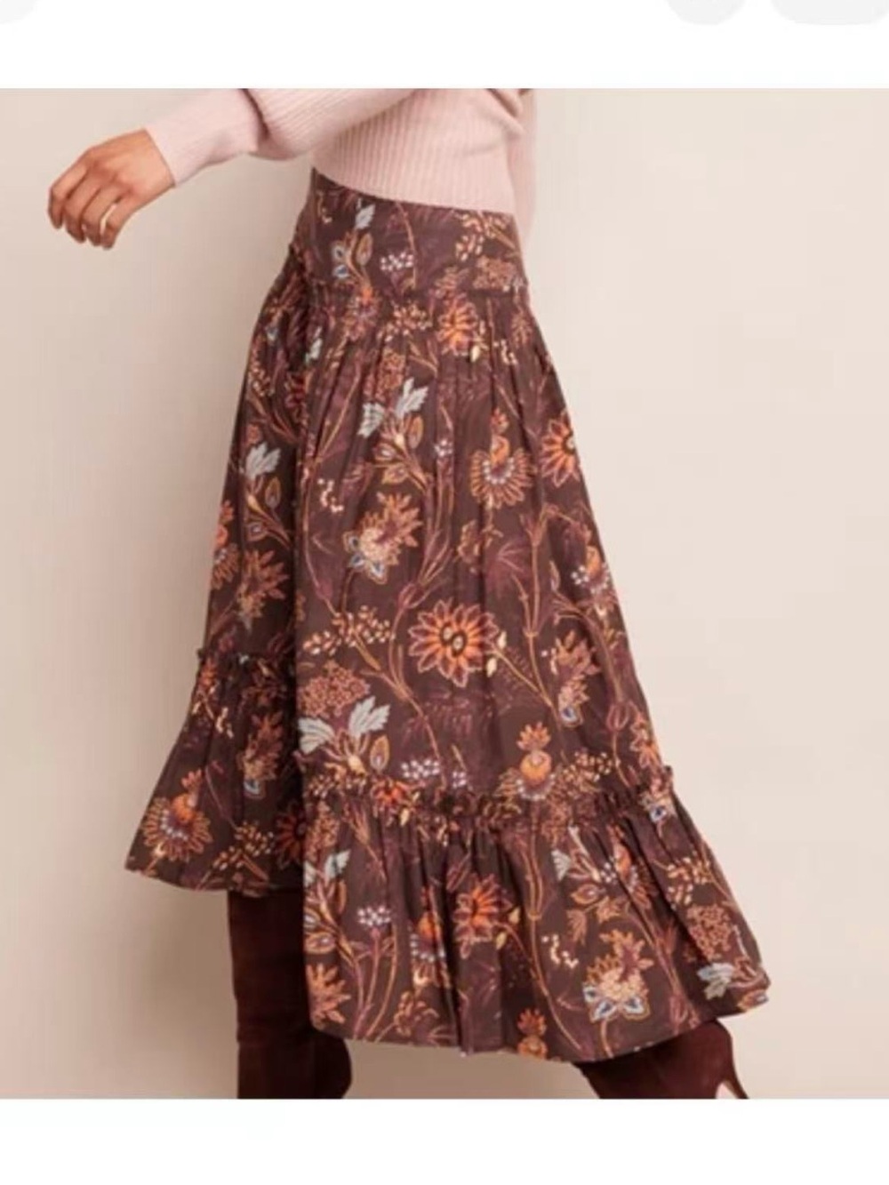 Cara Cara Tisbury Skirt Brown Vint Blossom NWT